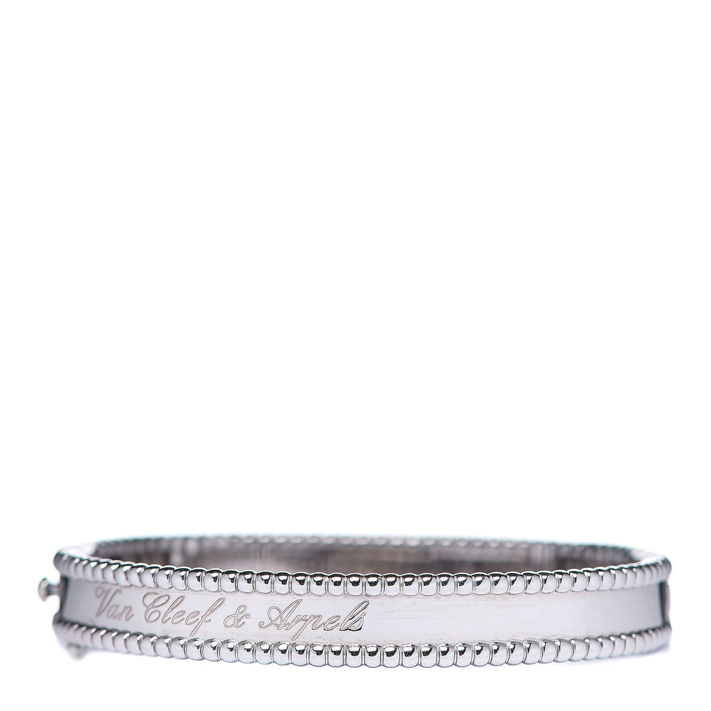 18K White Gold Perlee Signature Bangle Bracelet S