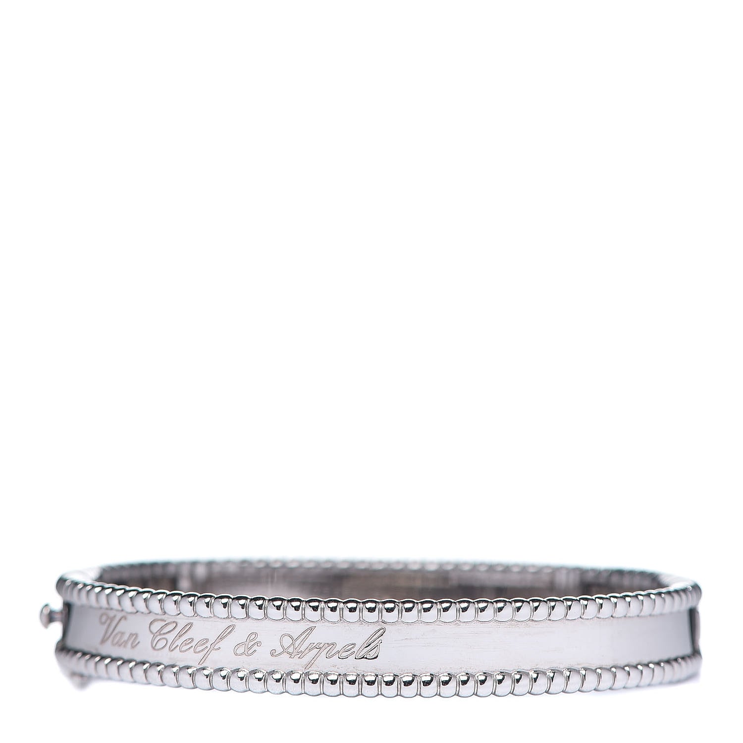 Van Cleef & Arpels 18K White Gold Perlee Signature Bangle Bracelet S 1 of 5