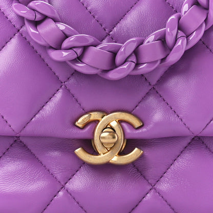 Chanel Lambskin Quilted Mini Lacquered Chain Flap Purple 8 of 11
