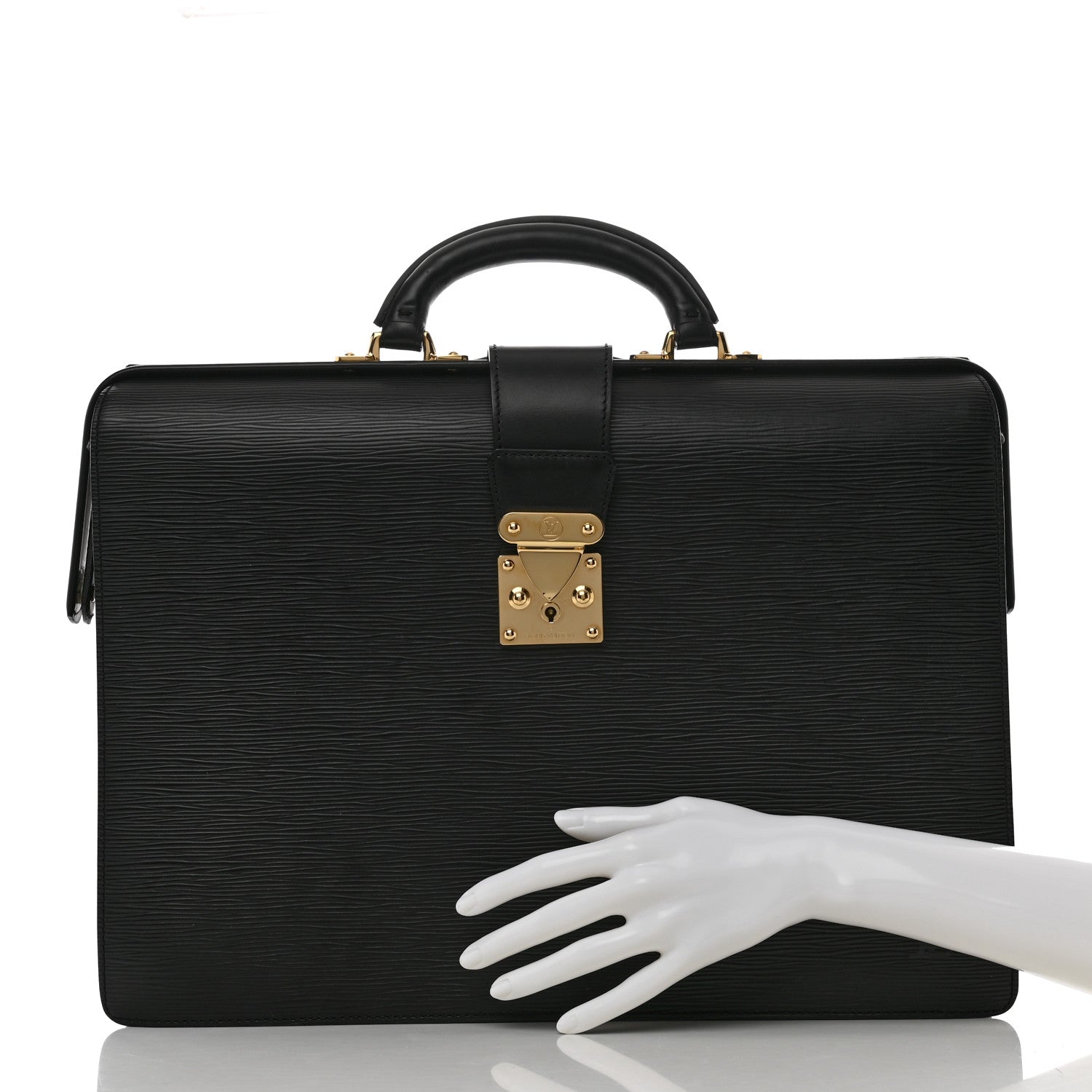 Louis Vuitton Epi Serviette Fermoir Briefcase Black 2 of 8