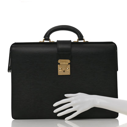 Louis Vuitton Epi Serviette Fermoir Briefcase Black 2 of 8