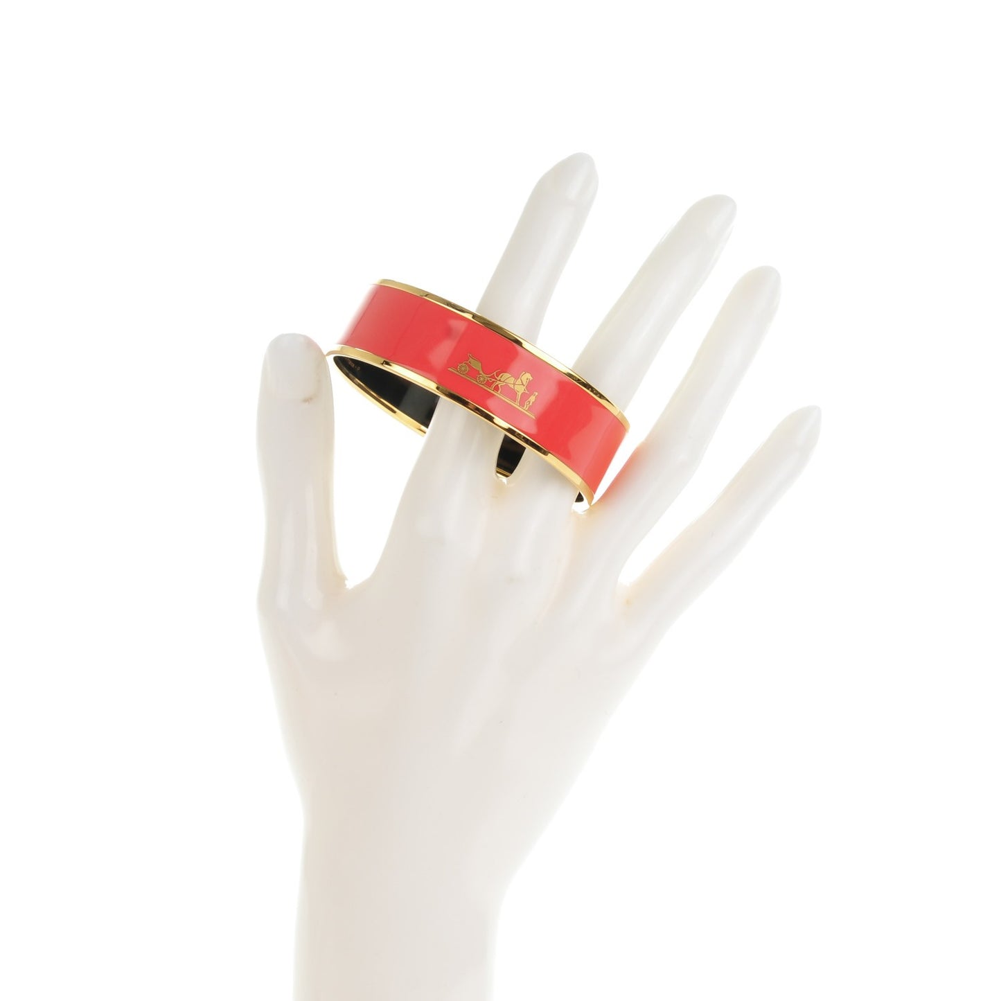 Enamel Printed Wide Caleche Bracelet 65 Red