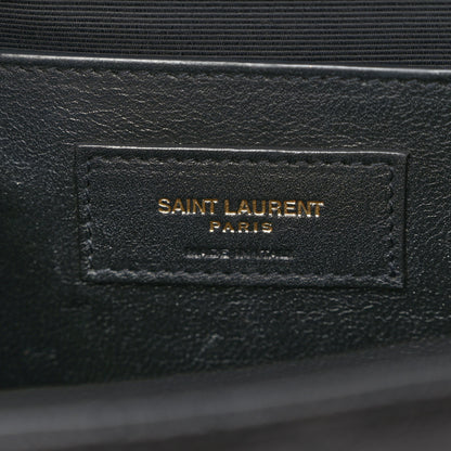 Saint Laurent Grain De Poudre Textured Mixed Matelasse Triquilt Medium Monogram Satchel Black 6 of 10