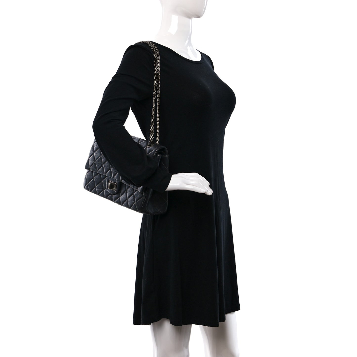 Aged Calfskin Quilted 2.55 Reissue 227 Flap Dark Grey