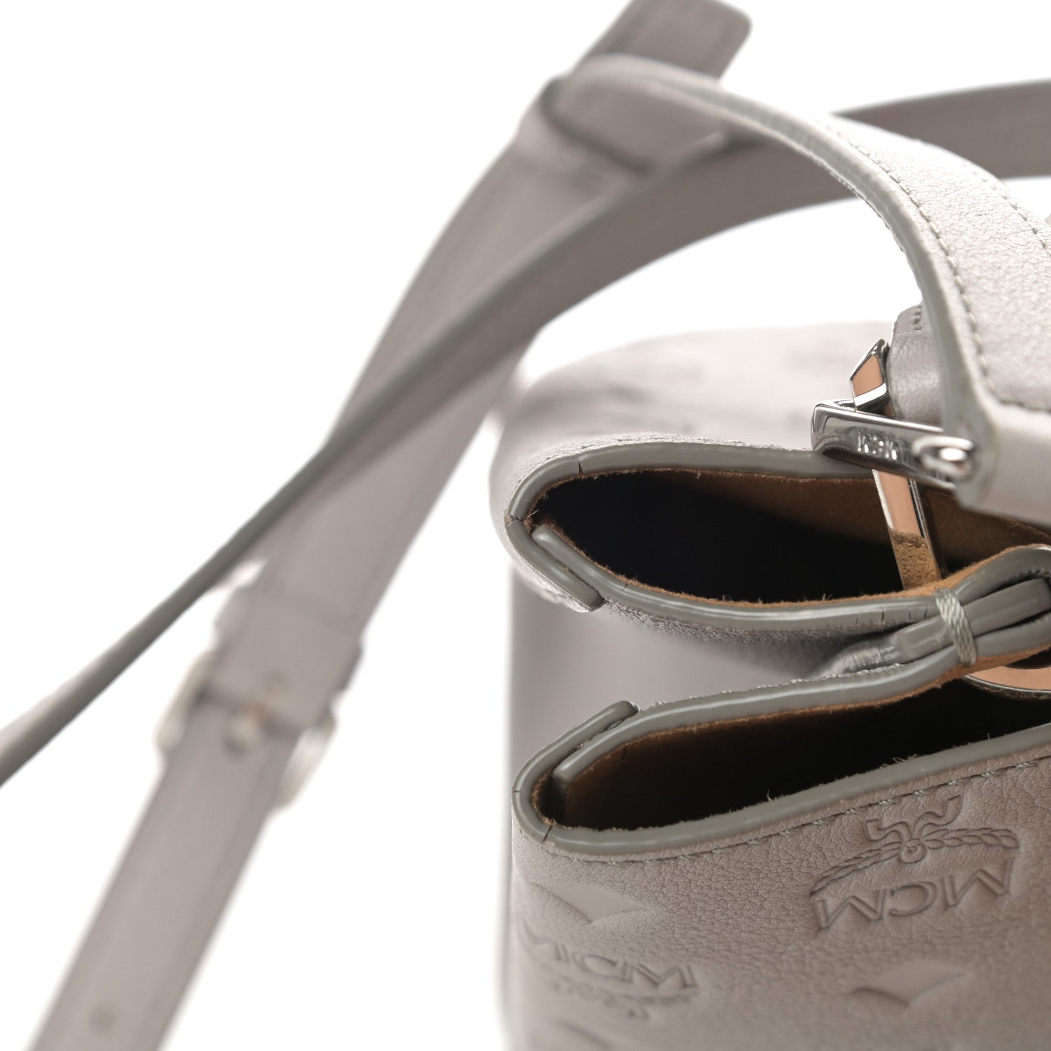 MCM Calfskin Ottomar Monogram Sarah Convertible Hobo Dove 15 of 15