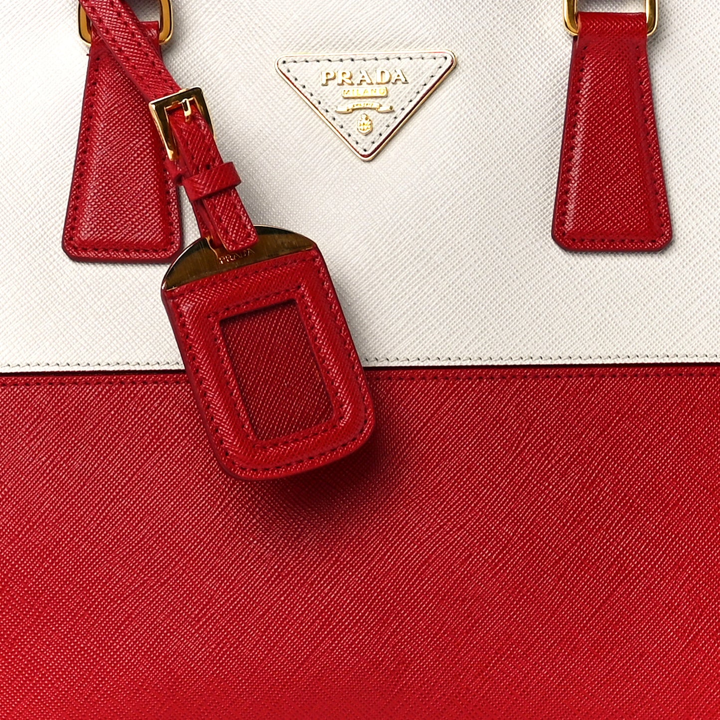 Saffiano Lux Small Promenade Tote Fuoco Talco