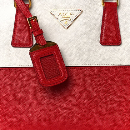 Prada Saffiano Lux Small Promenade Tote Fuoco Talco 8 of 11