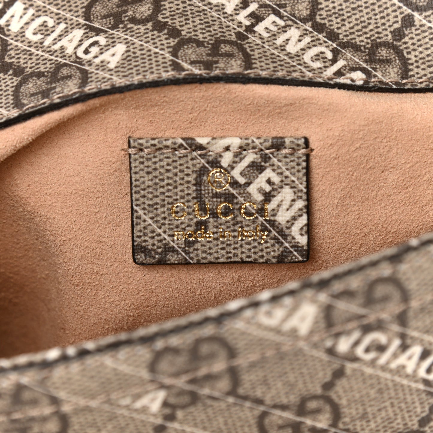 X BALENCIAGA GG Supreme Monogram Web Logo Print Mini Horsebit 1955 Shoulder Bag Beige Ebony
