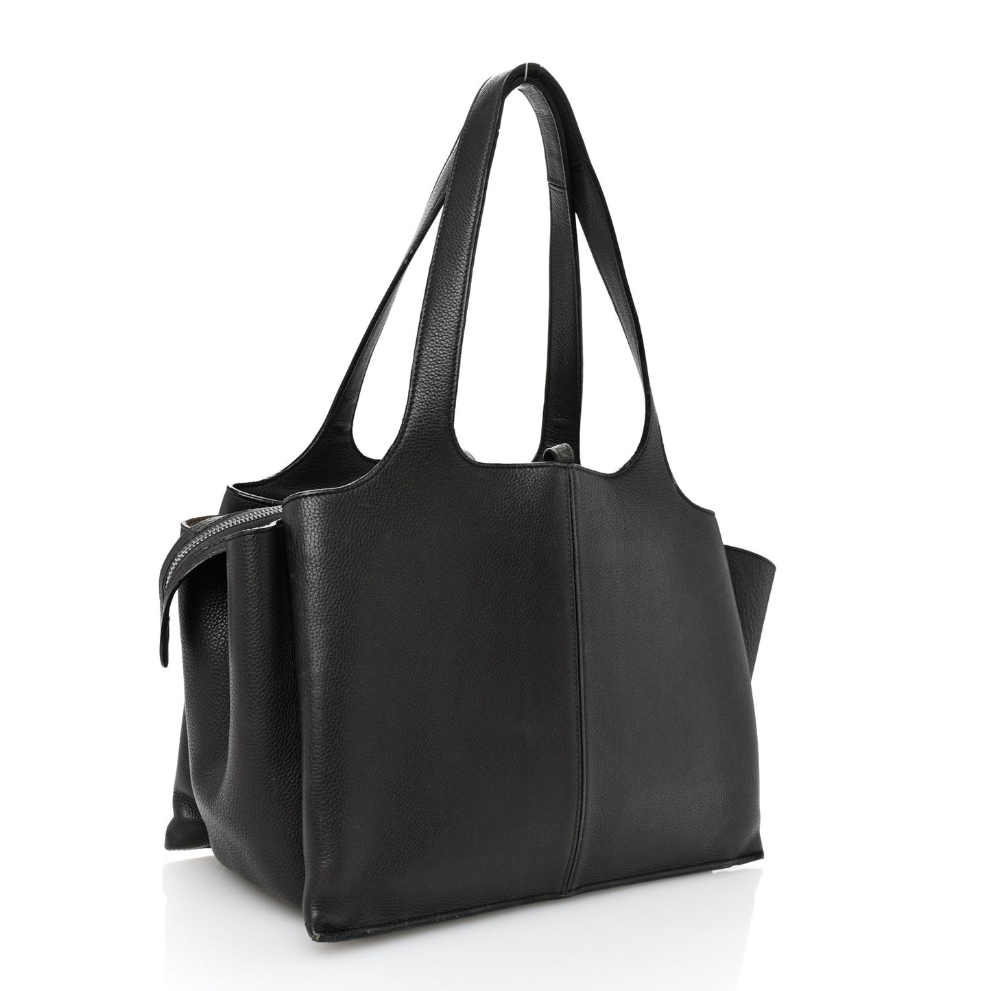 Baby Grained Calfskin Medium Tri-Fold Bag Black