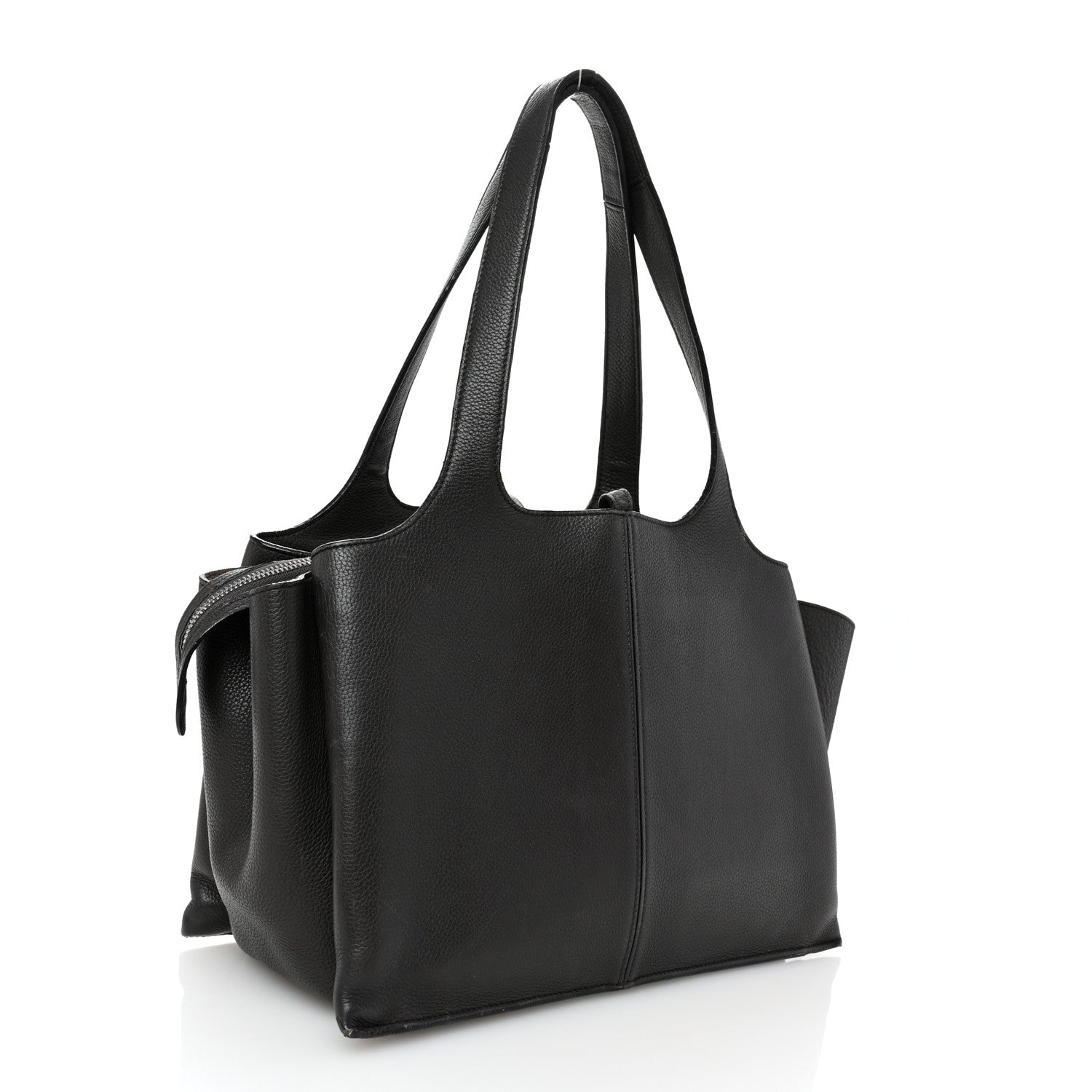 Celine Baby Grained Calfskin Medium Tri-Fold Bag Black 3 of 12