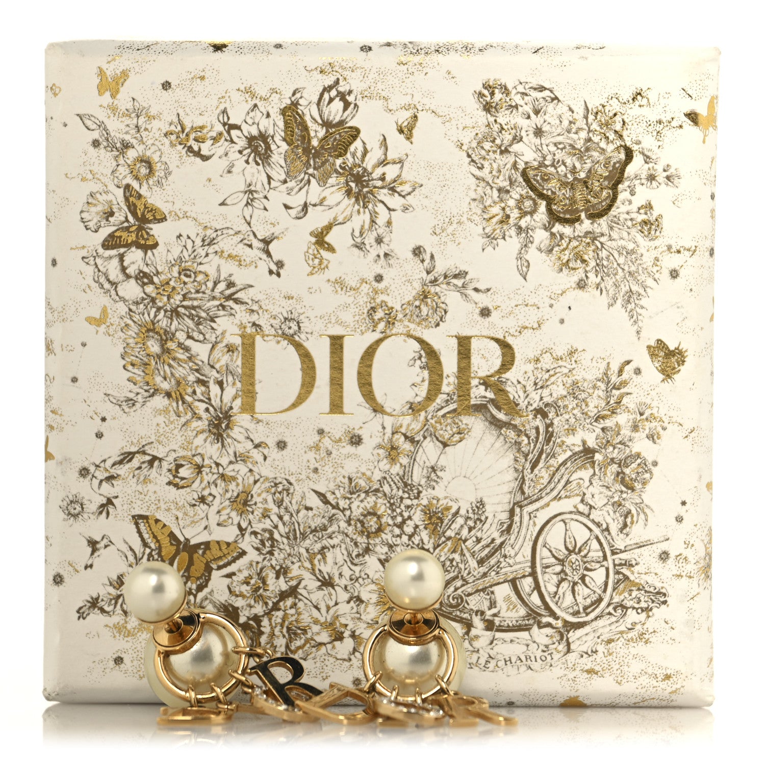 Christian Dior Pearl Crystal Tribal Logo Charms Earrings Gold 5 of 5
