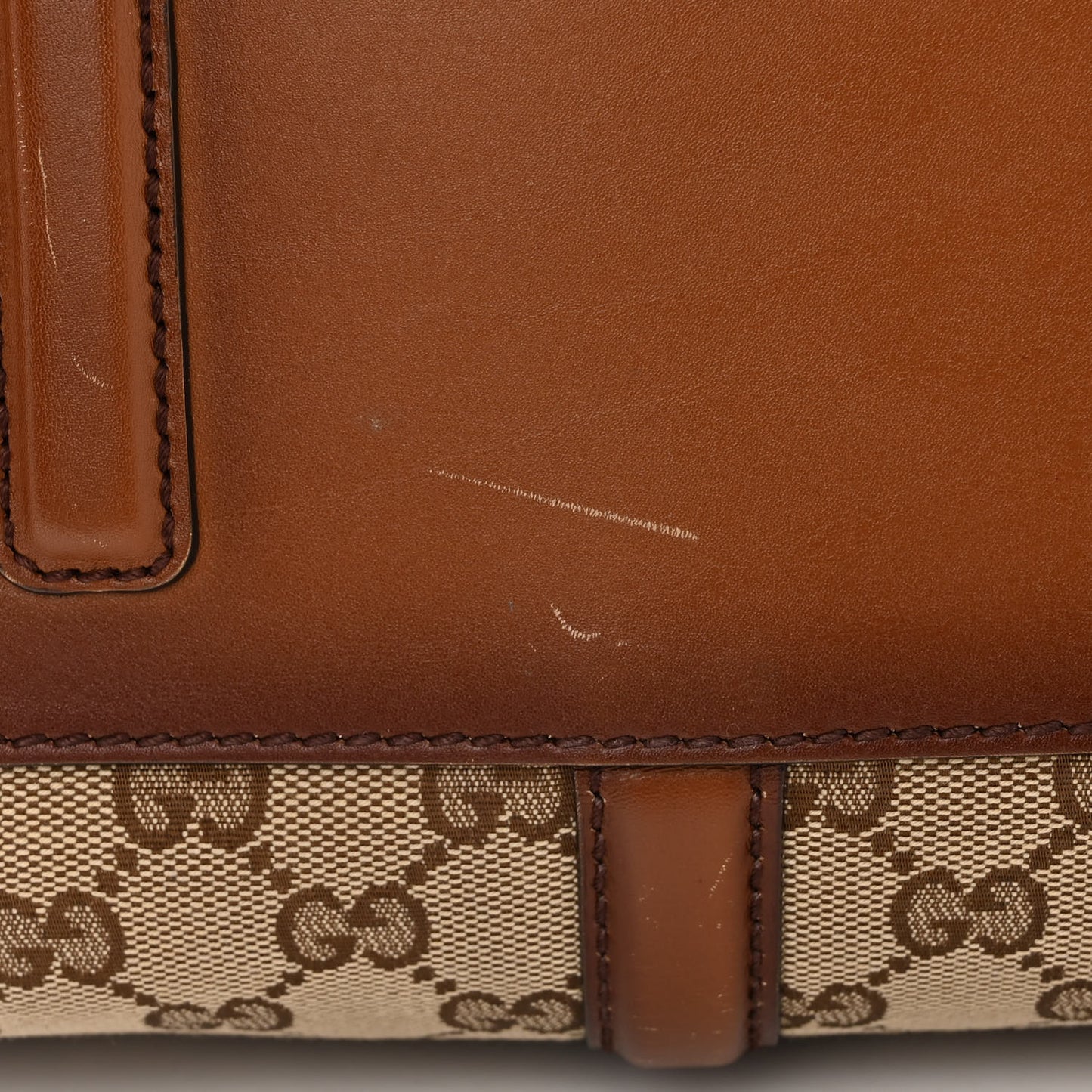 Monogram Medium Lady Web Boston Bag Beige Cuir