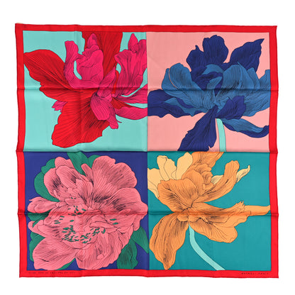 Hermes Silk Etude Pour Un Iris Arc En Ciel Scarf 90 Rouge Rose Turquoise 1 of 4