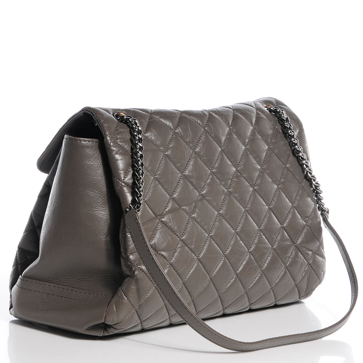 CAged Calfskin Medium Lady Pearly Flap Grey