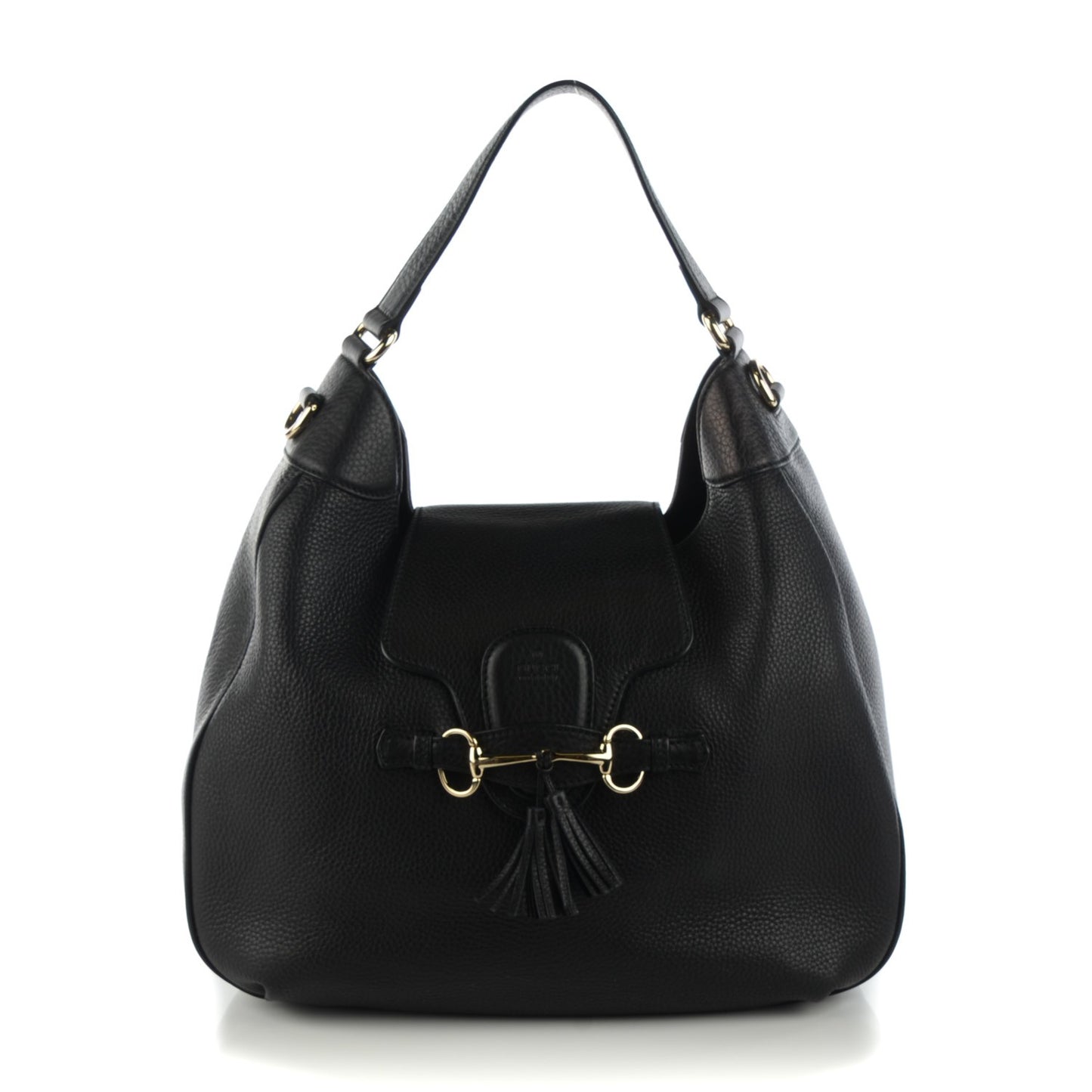 Pebbled Calfskin Medium Emily Hobo Black