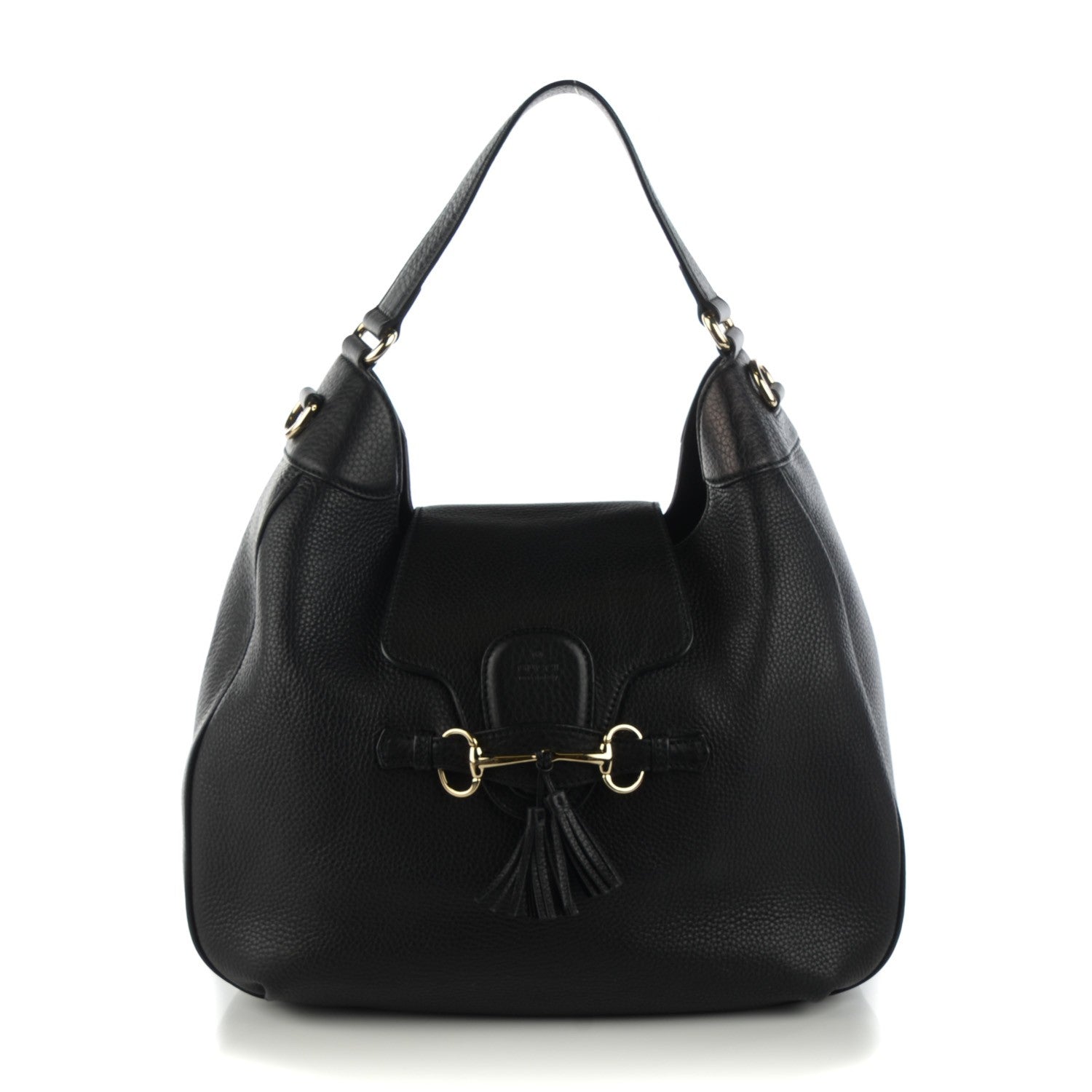 Gucci Pebbled Calfskin Medium Emily Hobo Black 1 of 7