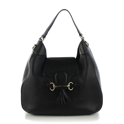 Gucci Pebbled Calfskin Medium Emily Hobo Black 1 of 7