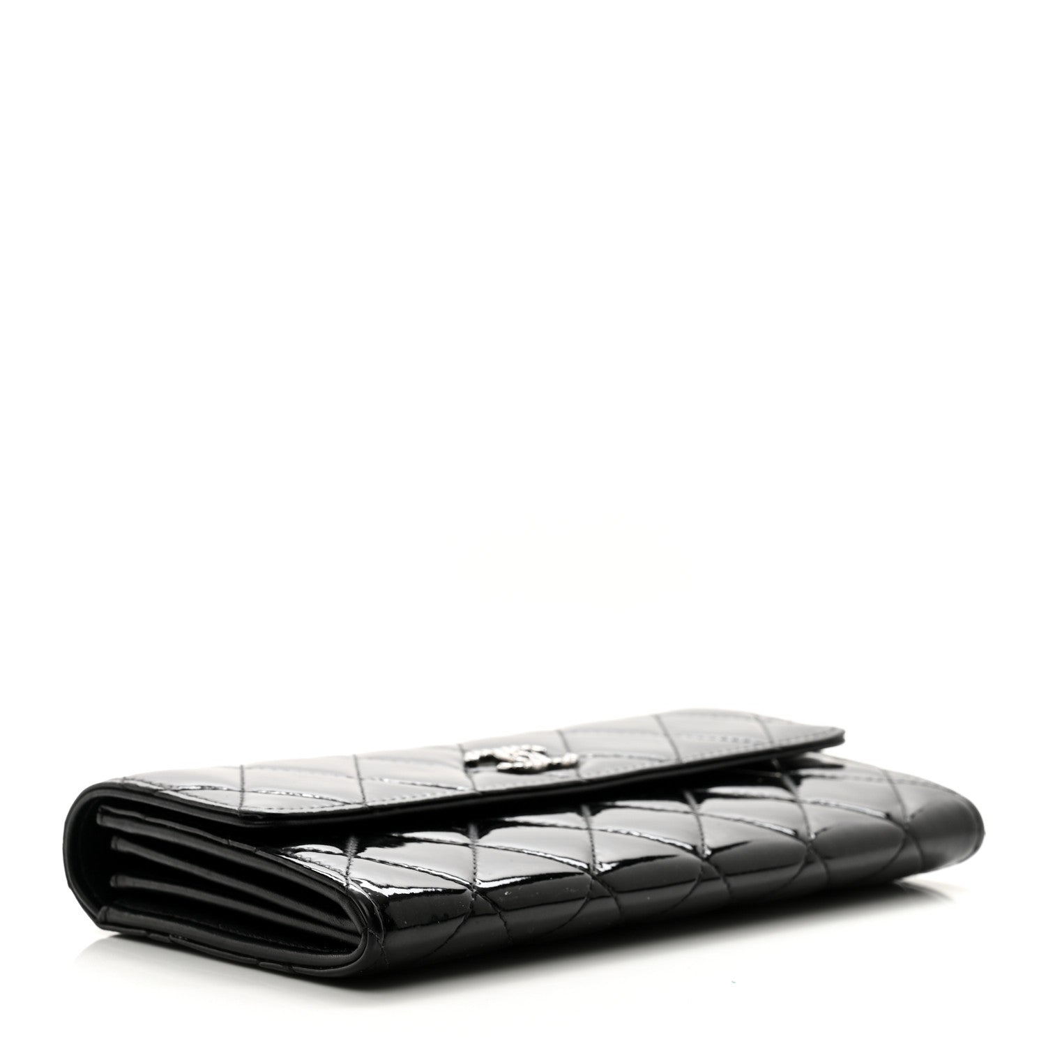 Chanel Patent Quilted Large Brilliant Flap Wallet Black 4 of 9