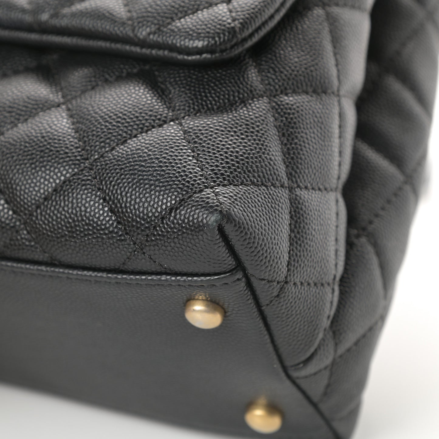 Caviar Quilted Small Coco Handle Flap Black
