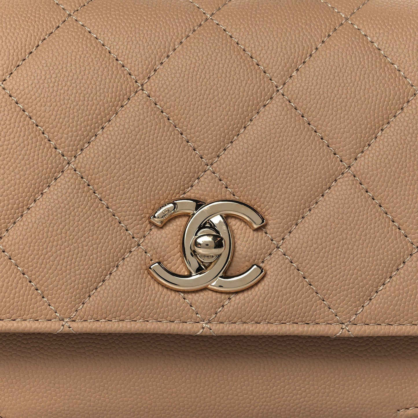 Caviar Quilted Small Business Affinity Flap Beige