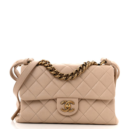 Chanel Shiny Sheepskin Quilted Small Trapezio Flap Beige 1 of 15
