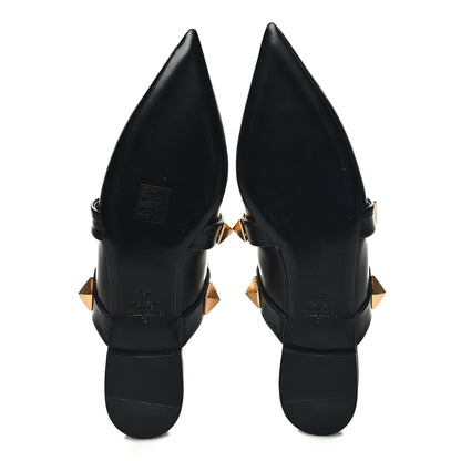 Valentino Garavani Calfskin Roman Stud Flat Mules 40.5 Black 5 of 9