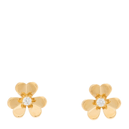 Van Cleef & Arpels 18K Yellow Gold Diamond Mini Frivole Earrings 1 of 4