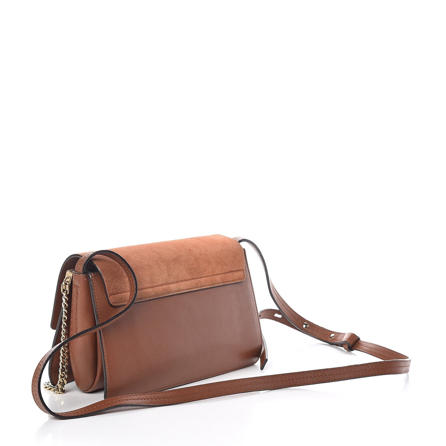 Suede Calfskin Small Faye Shoulder Bag Tobacco