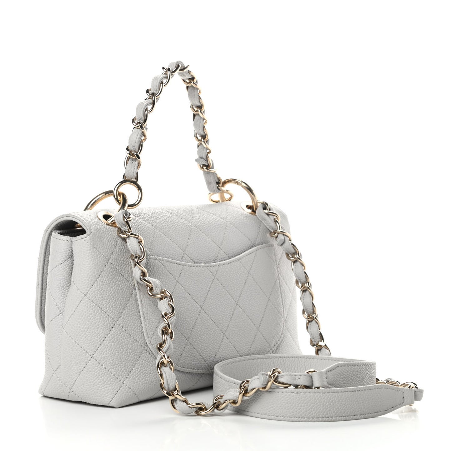 Caviar Quilted Small City Walk Flap Light Grey