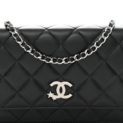 Chanel Lambskin Quilted Crystal Star Wallet On Chain Black 5 of 12