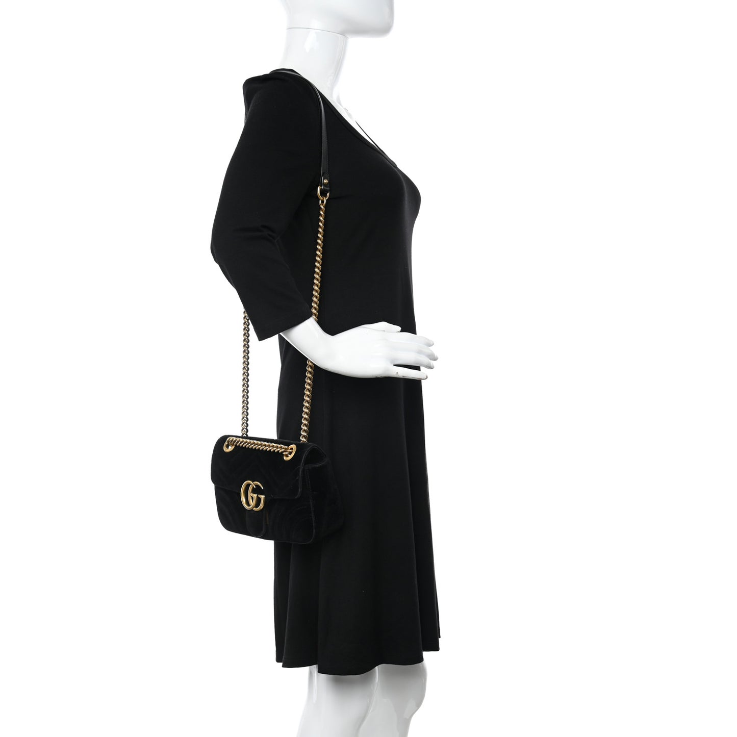 Velvet Matelasse Mini GG Marmont Shoulder Bag Black