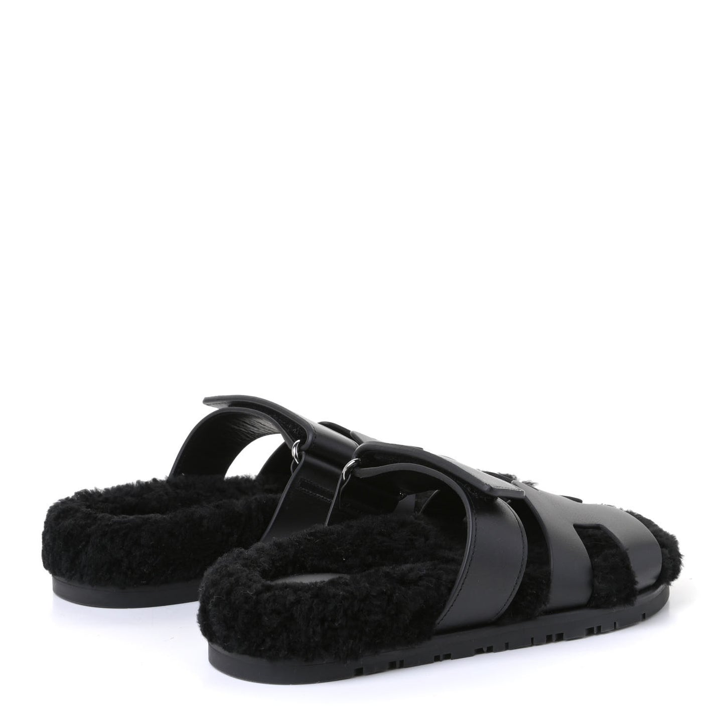 Calfskin Woolskin Womens Chypre Sandals 35 Black