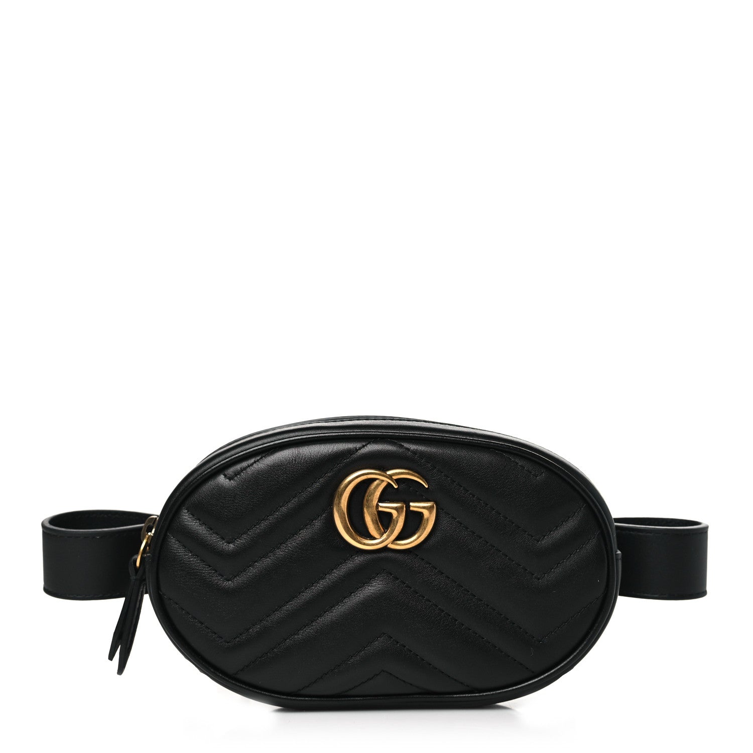 Gucci Calfskin Matelasse GG Marmont Belt Bag 95 38 Black 1 of 11