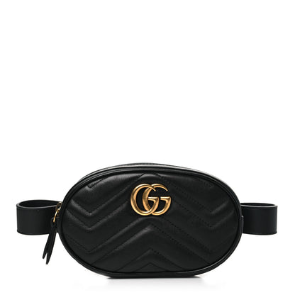 Gucci Calfskin Matelasse GG Marmont Belt Bag 95 38 Black 1 of 11