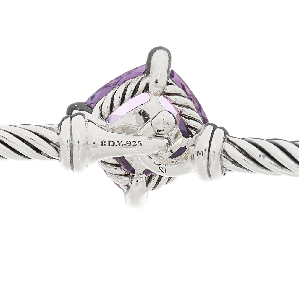Sterling Silver Diamond Amethyst 3mm Chatelaine Bracelet