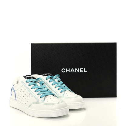Chanel Calfskin Womens Logo Sneakers 37 White Blue 11 of 11