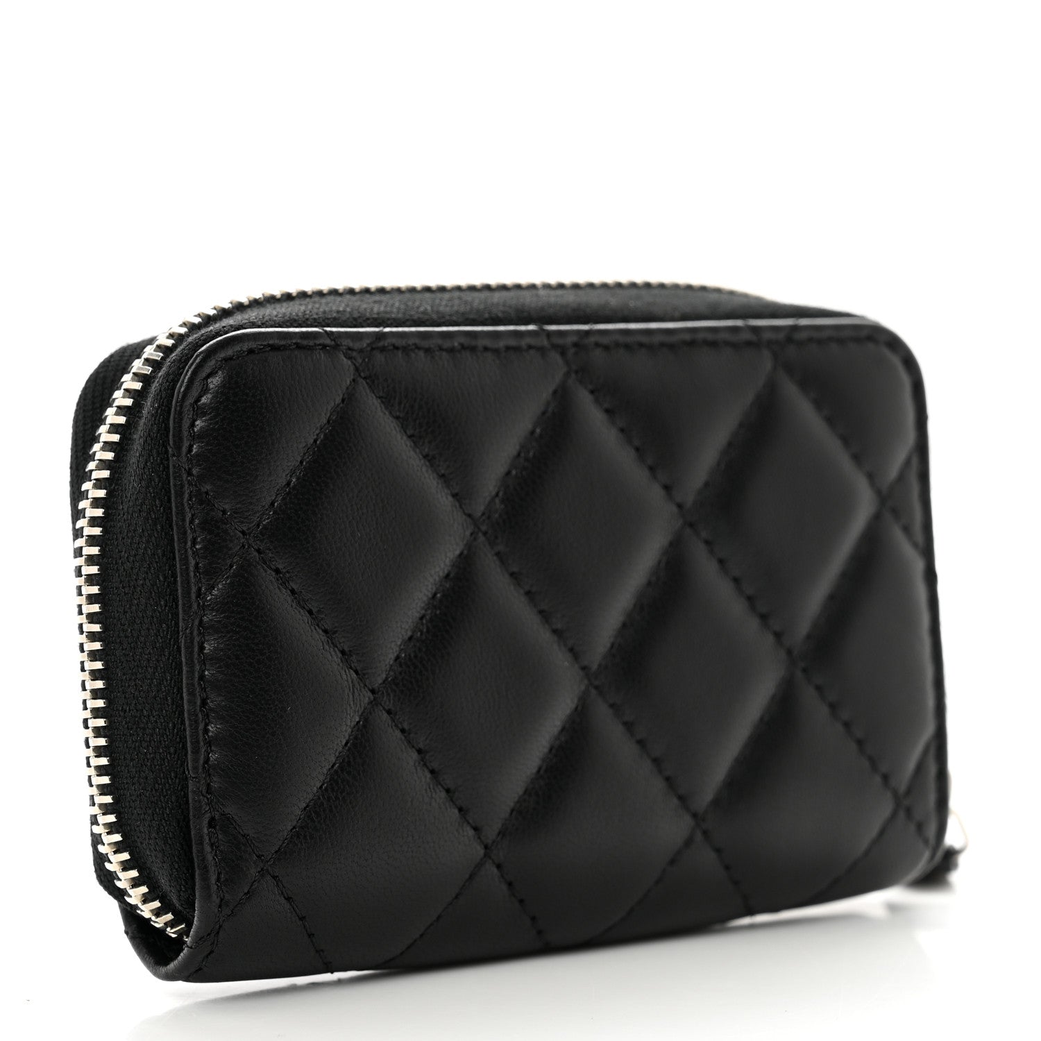 Chanel Lambskin Quilted Zip Coin Purse Black 3 of 8
