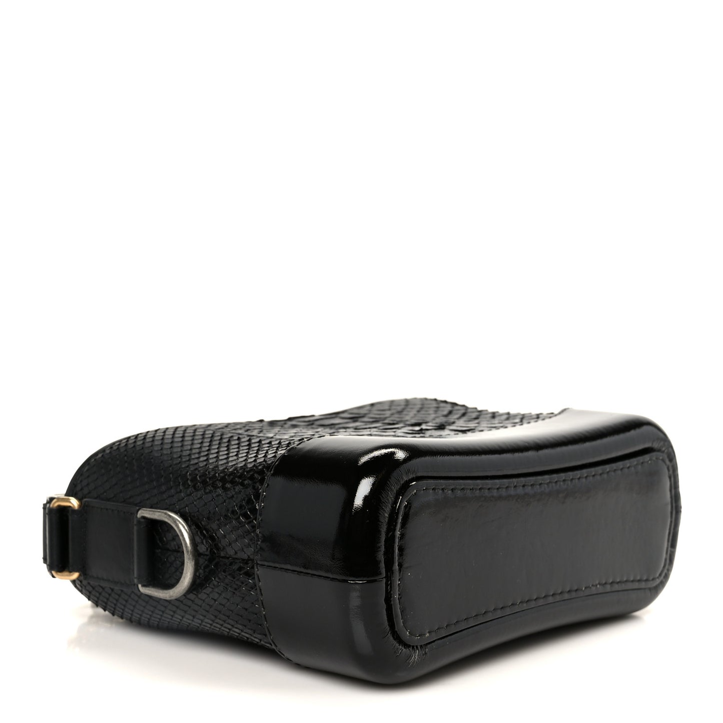 Snakeskin Patent Calfskin Small Gabrielle Hobo Black
