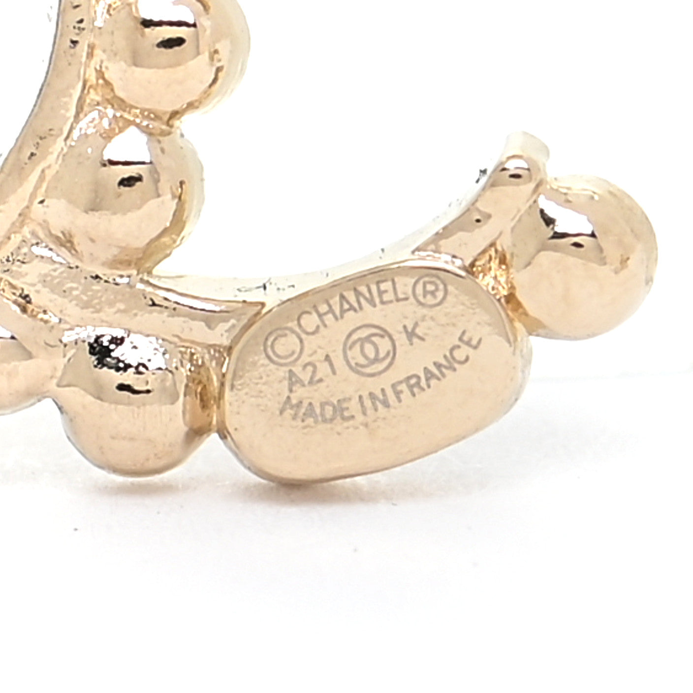 Chanel Crystal CC Earrings Light Gold 4 of 5