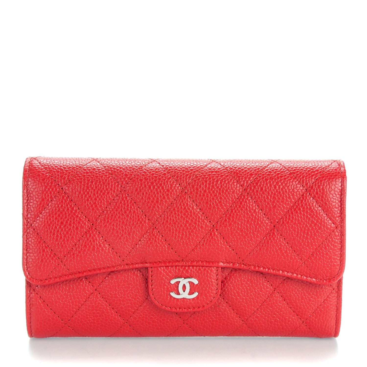 Chanel Caviar Quilted Large Flap Wallet Red 1 of 8