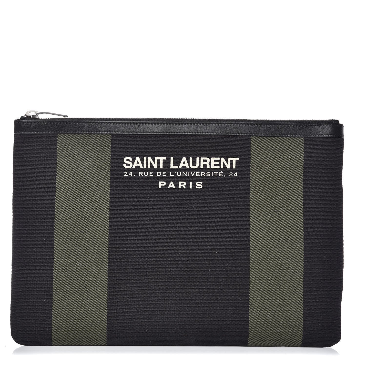 Saint Laurent Classic Cotton Canvas Monogram Pouch Black 1 of 8