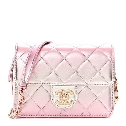 Chanel Metallic Lambskin Like A Wallet Flap Golden Pink 1 of 12