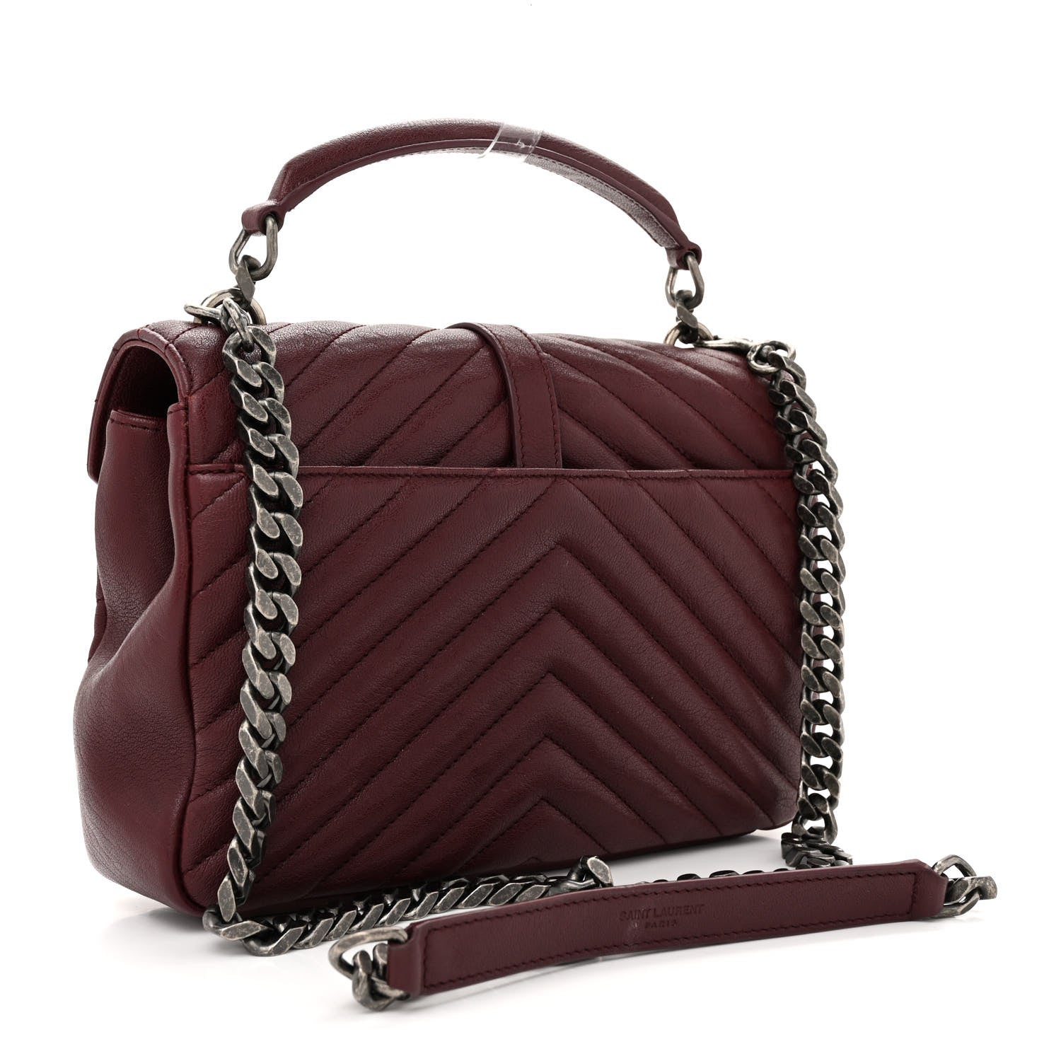 Saint Laurent Sheepskin Matelasse Chevron Monogram Medium College Bag Old Brandy 3 of 16
