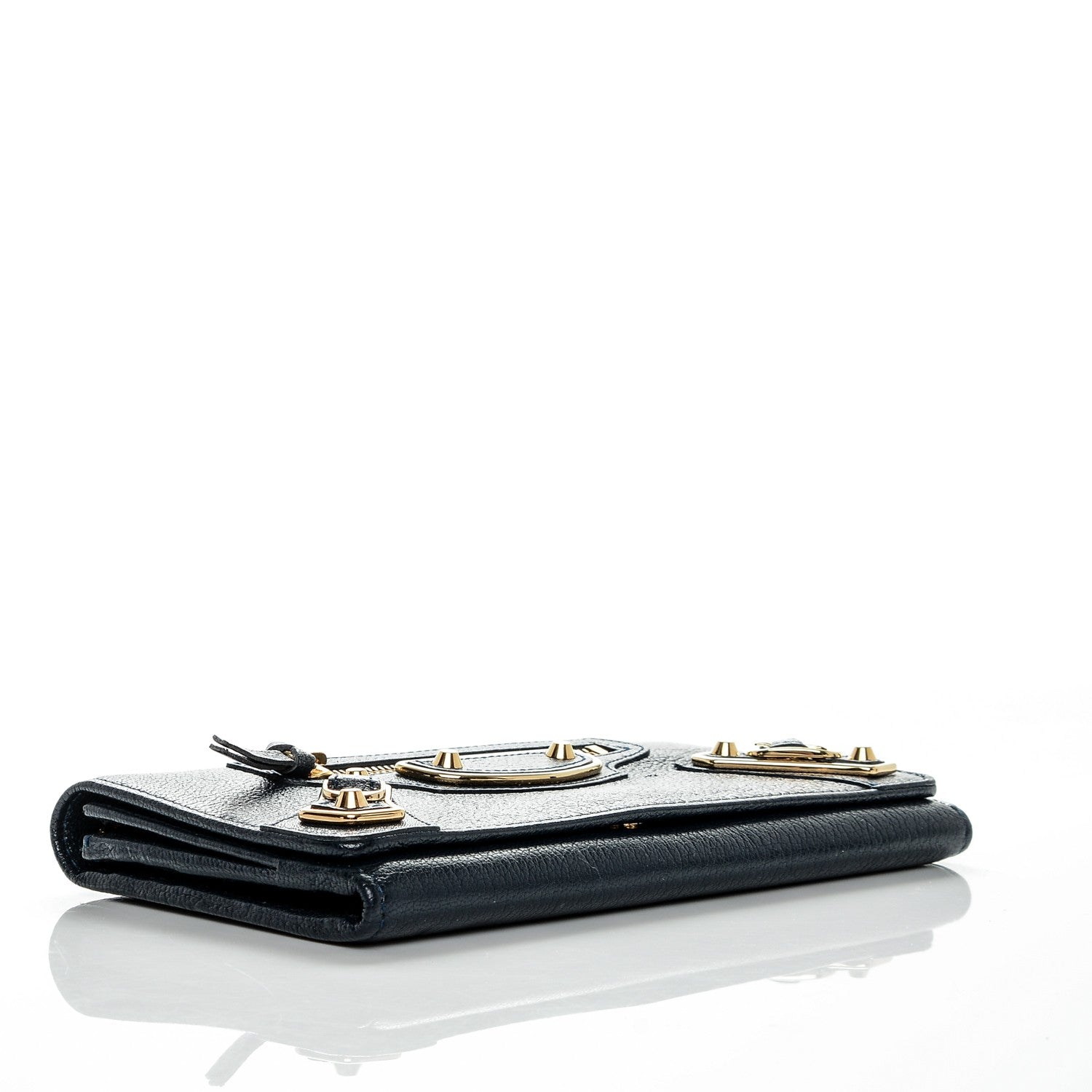 Balenciaga Chevre Gold Metallic Edge Hardware Money Wallet Bleu Nuit 4 of 6