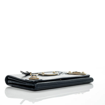 Balenciaga Chevre Gold Metallic Edge Hardware Money Wallet Bleu Nuit 4 of 6