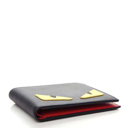 Fendi Vitello Century Monster Eyes Inlay Bi-Fold Wallet Black Giallo Rosso 4 of 9
