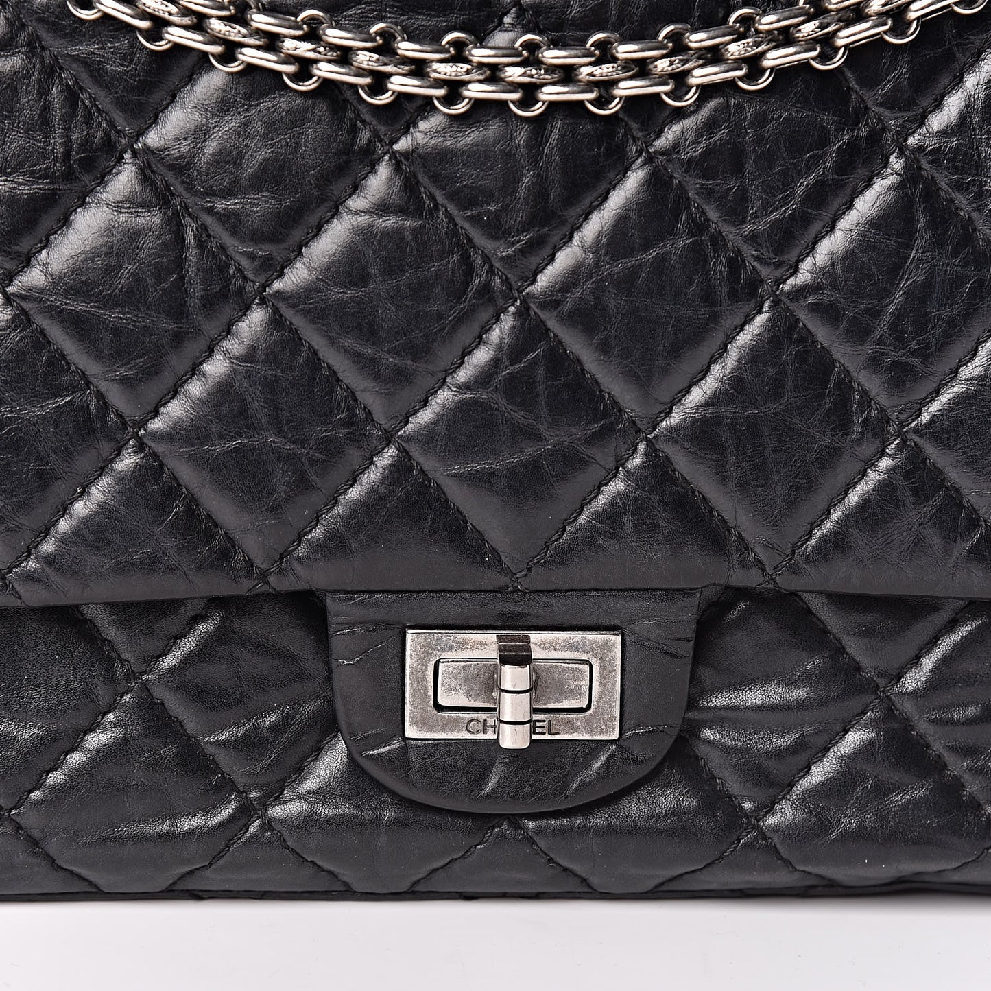 Aged Calfskin Quilted 2.55 Reissue 226 Flap Black