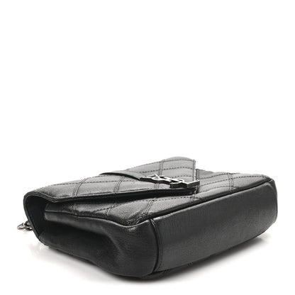 Saint Laurent Calfskin Matelasse Diamond Quilted Monogram Medium College Bag Black 4 of 11