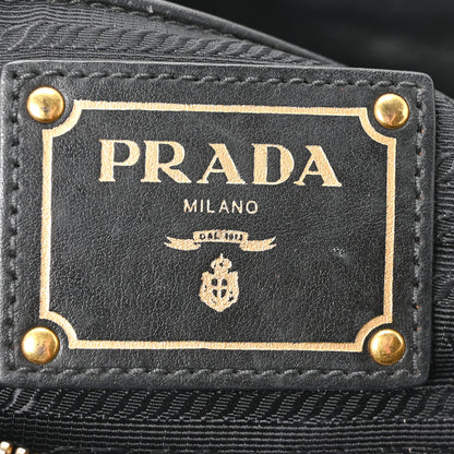 Prada Tessuto Nylon Soft Calfskin Shopping Satchel Black 6 of 10