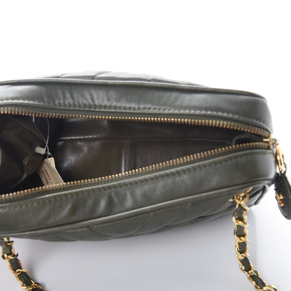 Chanel Lambskin Chevron Quilted Small Camera Case Green 5 of 9